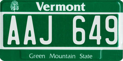 VT license plate AAJ649