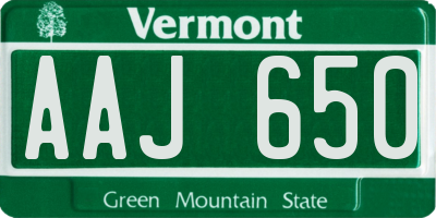 VT license plate AAJ650