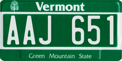 VT license plate AAJ651