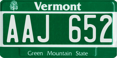 VT license plate AAJ652