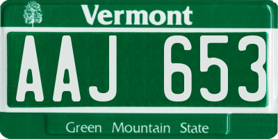 VT license plate AAJ653