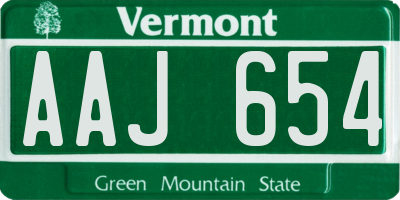 VT license plate AAJ654