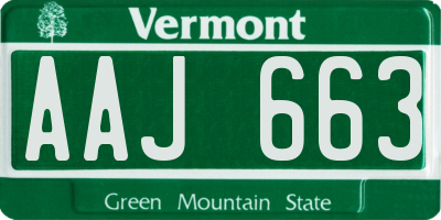 VT license plate AAJ663