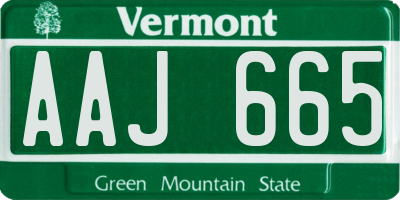 VT license plate AAJ665