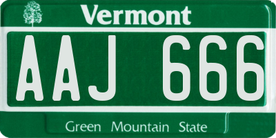 VT license plate AAJ666