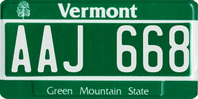 VT license plate AAJ668