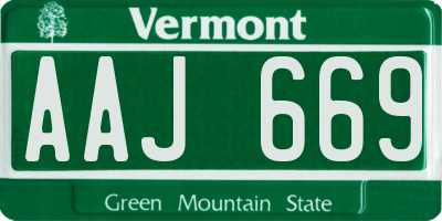 VT license plate AAJ669