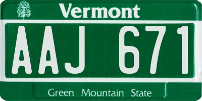 VT license plate AAJ671