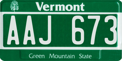 VT license plate AAJ673