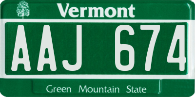 VT license plate AAJ674