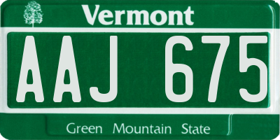 VT license plate AAJ675