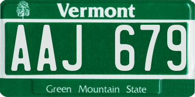 VT license plate AAJ679