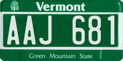 VT license plate AAJ681