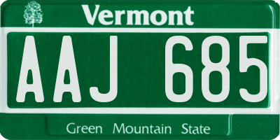 VT license plate AAJ685