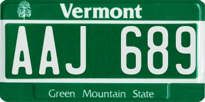 VT license plate AAJ689