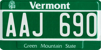 VT license plate AAJ690