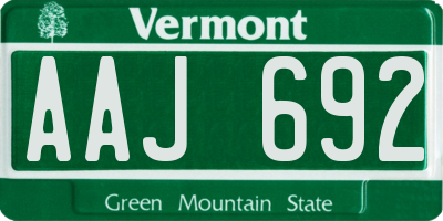 VT license plate AAJ692