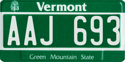 VT license plate AAJ693