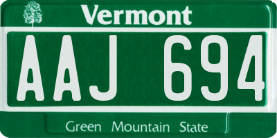 VT license plate AAJ694