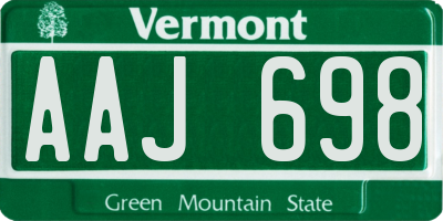 VT license plate AAJ698