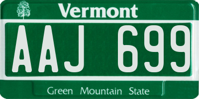 VT license plate AAJ699