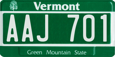 VT license plate AAJ701