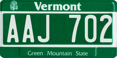 VT license plate AAJ702