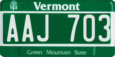 VT license plate AAJ703