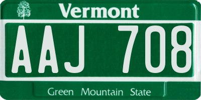 VT license plate AAJ708