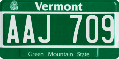 VT license plate AAJ709