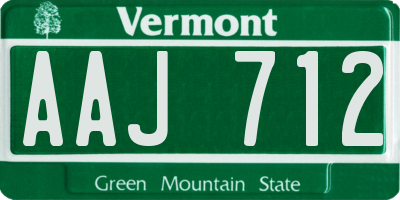 VT license plate AAJ712