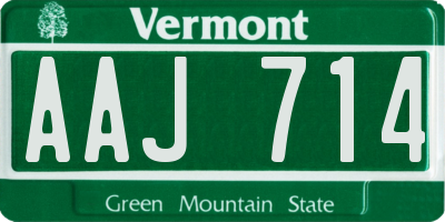 VT license plate AAJ714