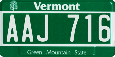 VT license plate AAJ716