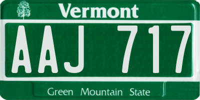 VT license plate AAJ717