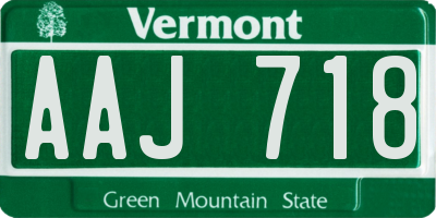 VT license plate AAJ718