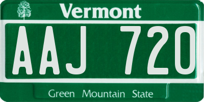 VT license plate AAJ720