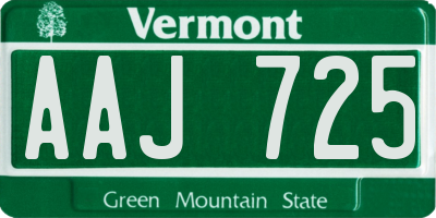 VT license plate AAJ725