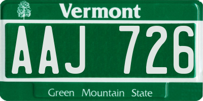 VT license plate AAJ726