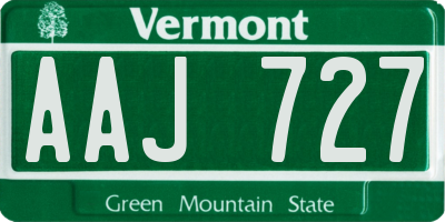 VT license plate AAJ727