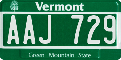 VT license plate AAJ729