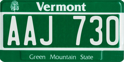 VT license plate AAJ730