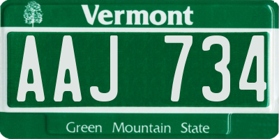 VT license plate AAJ734