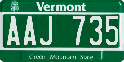 VT license plate AAJ735