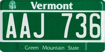 VT license plate AAJ736