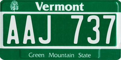 VT license plate AAJ737