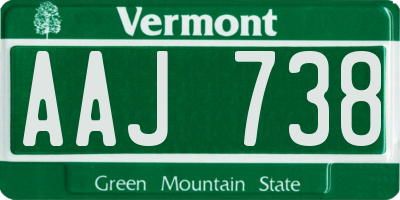 VT license plate AAJ738