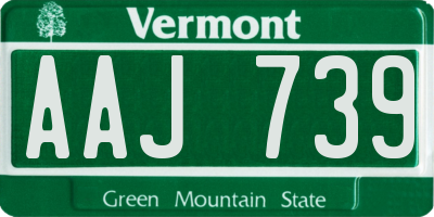 VT license plate AAJ739