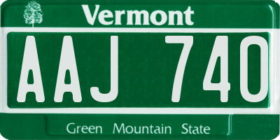 VT license plate AAJ740