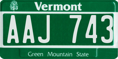 VT license plate AAJ743