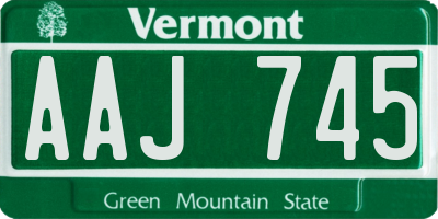 VT license plate AAJ745